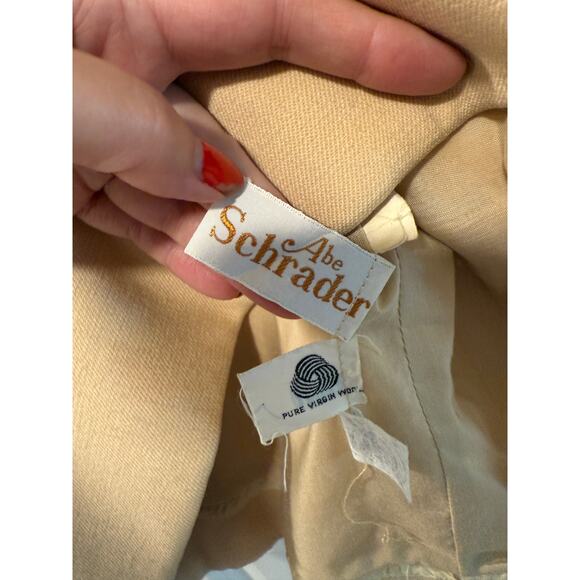 Vintage 60s Mod Wool Shift S Dress Abe Schrader Nicholas Ungár Minimalist Beige - Picture 5 of 9